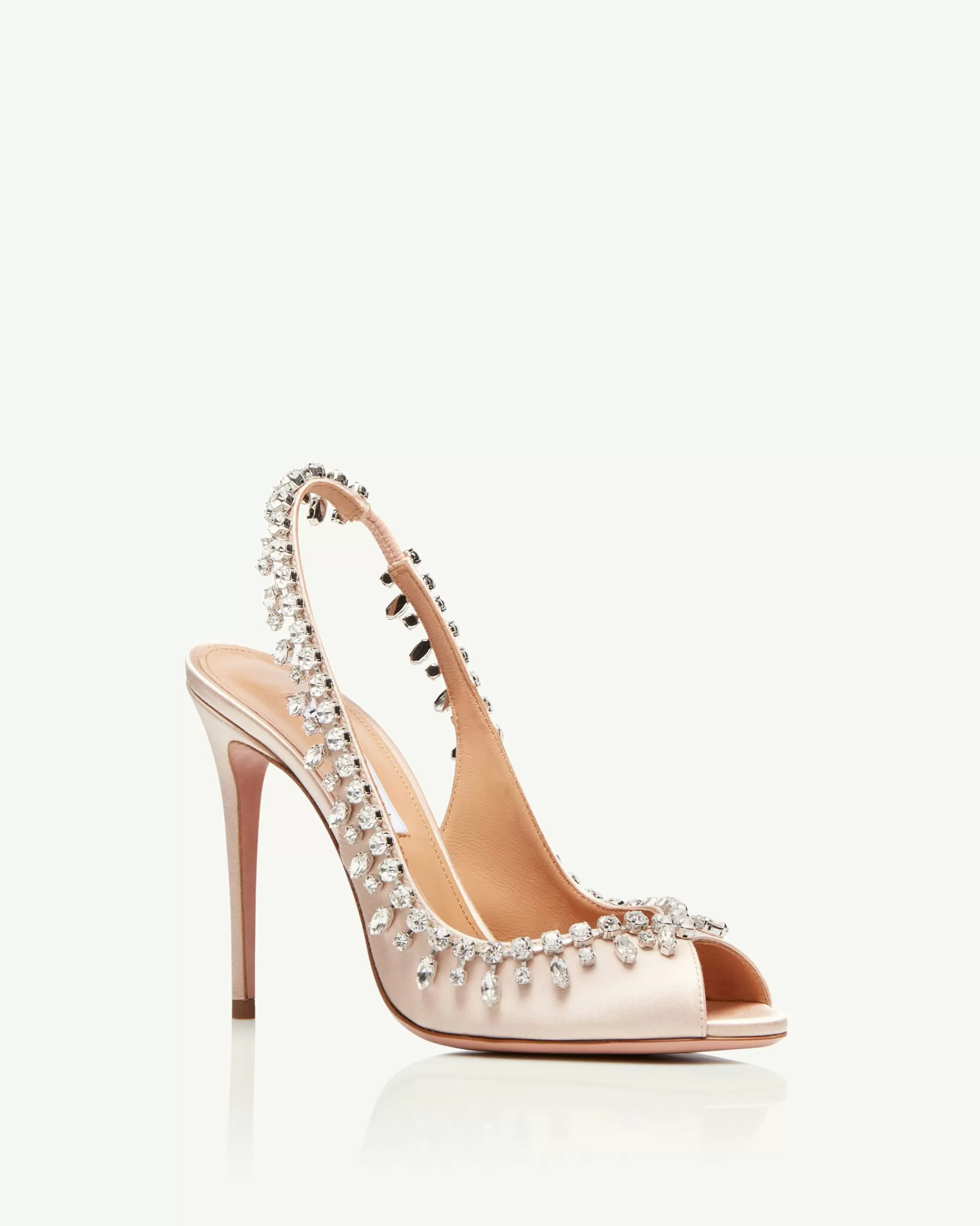 Aquazzura Temptation Crystal Satin Sandal 105 | Sandals