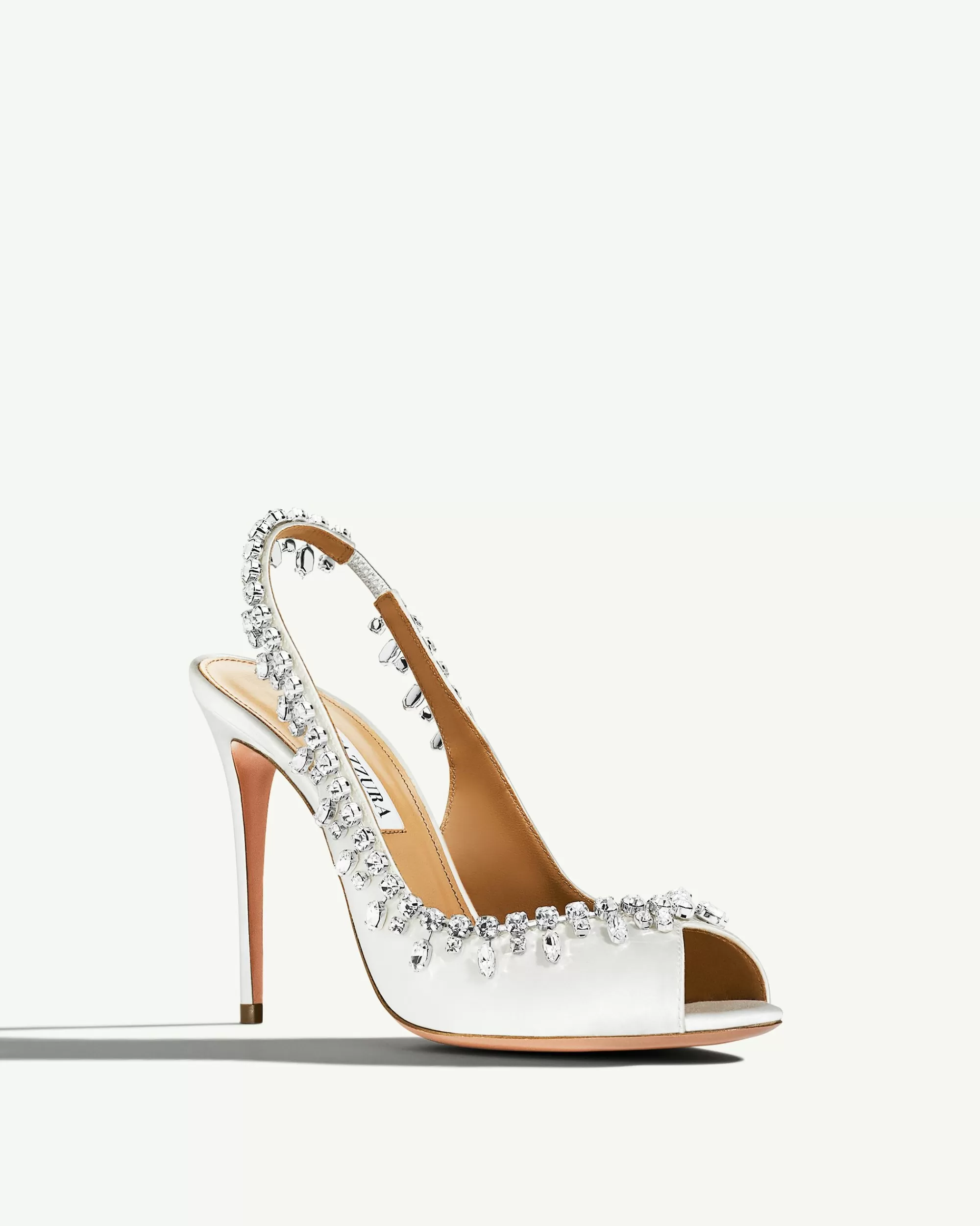 Aquazzura Temptation Crystal Satin Sandal 105 | Sandals | Bridal