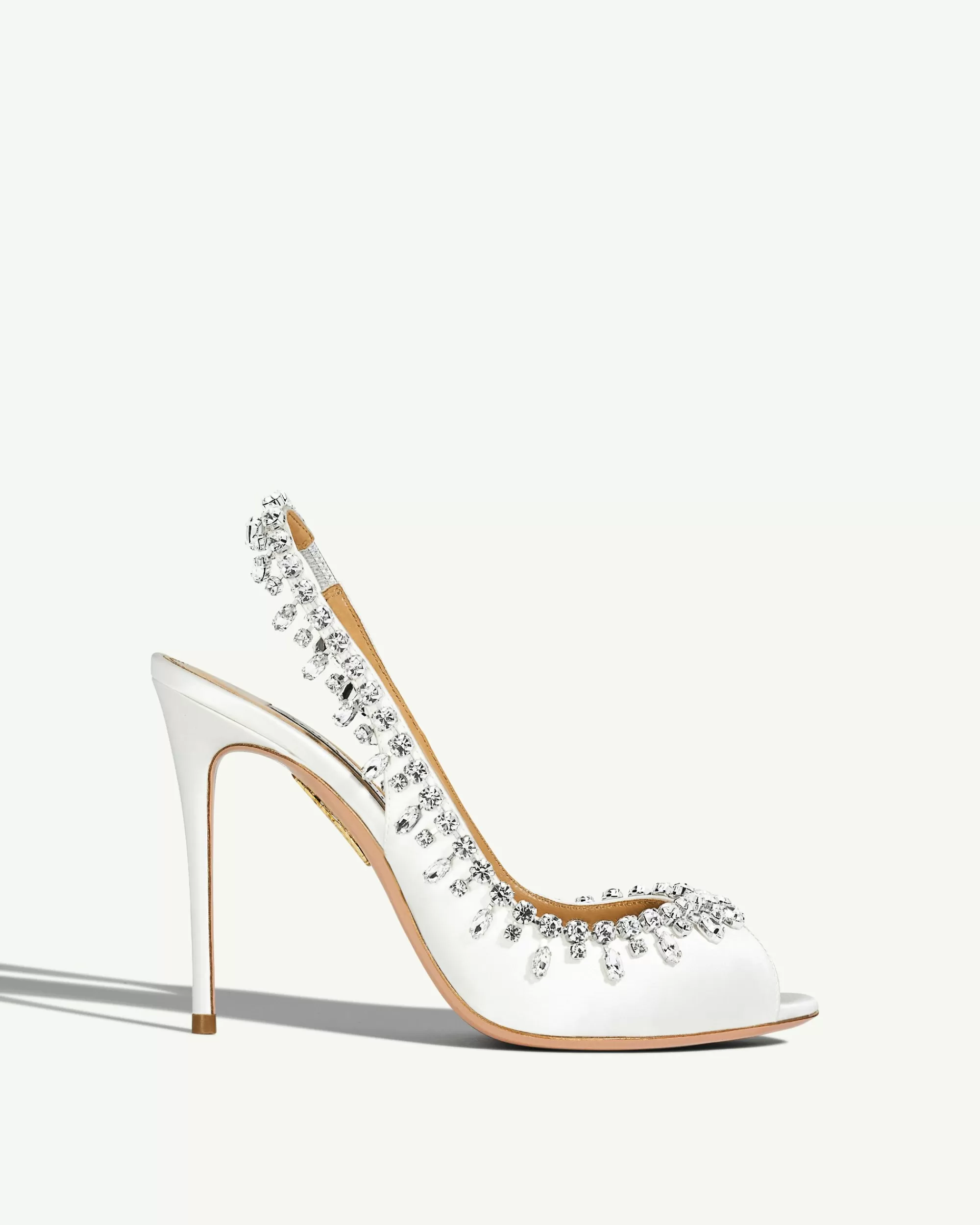 Aquazzura Temptation Crystal Satin Sandal 105 | Sandals | Bridal